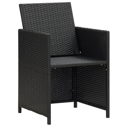 4-Piece Black Poly Rattan Garden Dining Chairs with Cushions