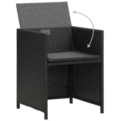 4-Piece Black Poly Rattan Garden Dining Chairs with Cushions
