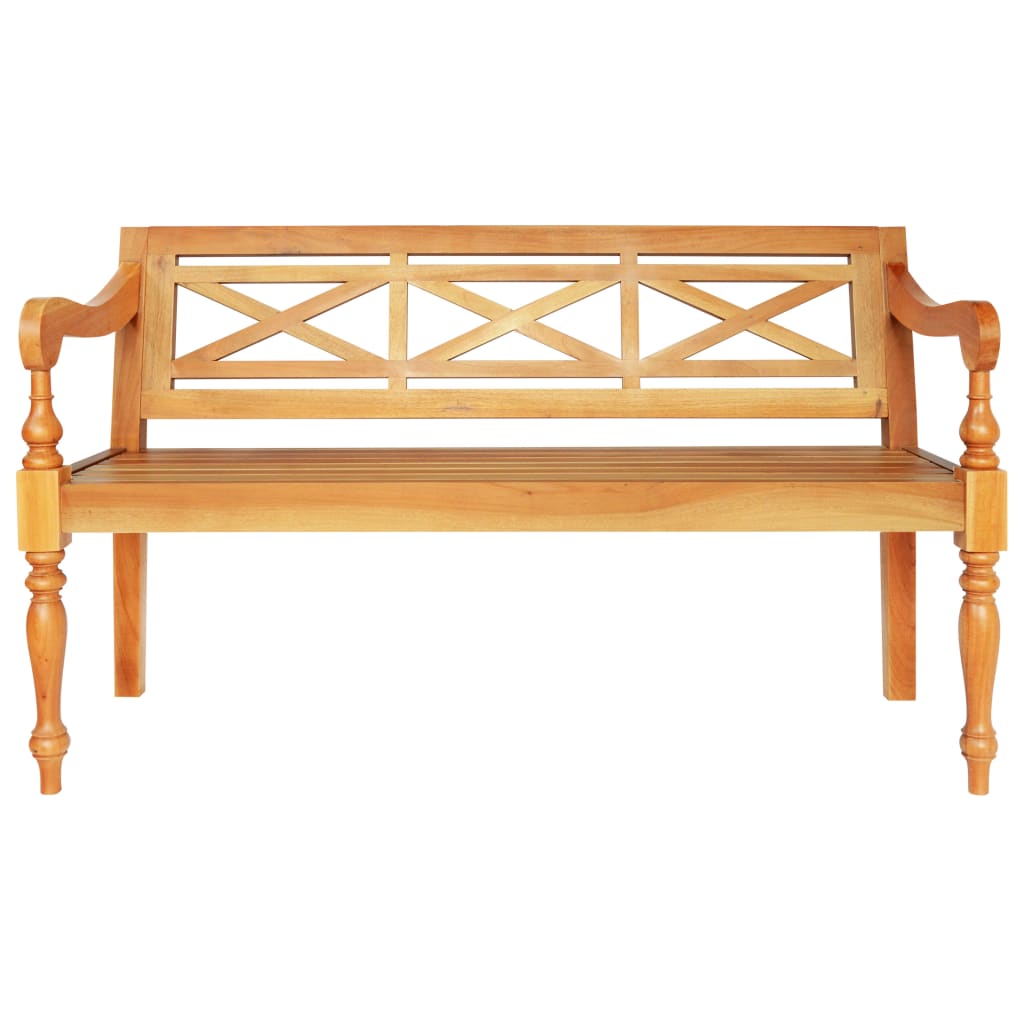 Solid Mahogany Batavia Bench, 123 cm, Light Brown Finish
