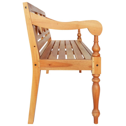 Solid Mahogany Batavia Bench, 123 cm, Light Brown Finish