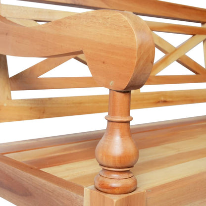 Solid Mahogany Batavia Bench, 123 cm, Light Brown Finish