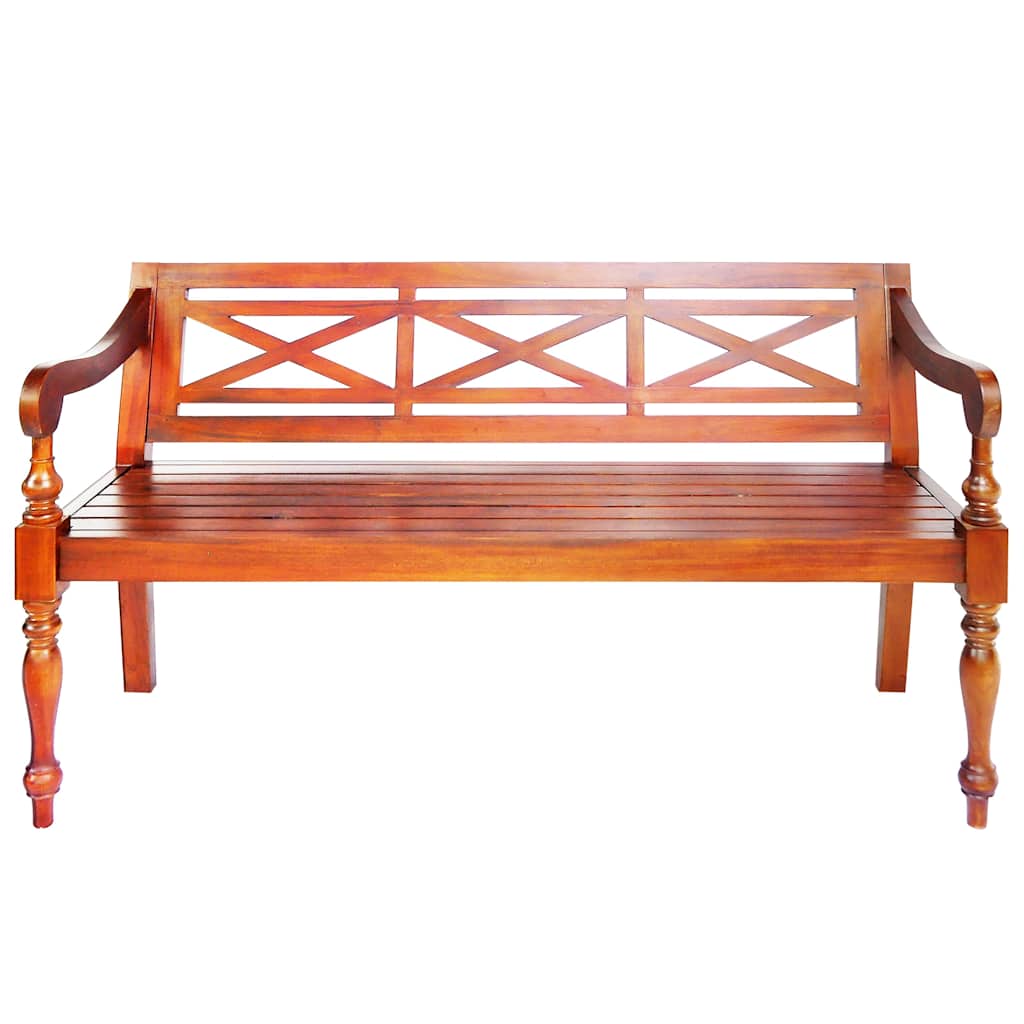 Solid Mahogany Batavia Bench 123cm - Dark Brown Finish