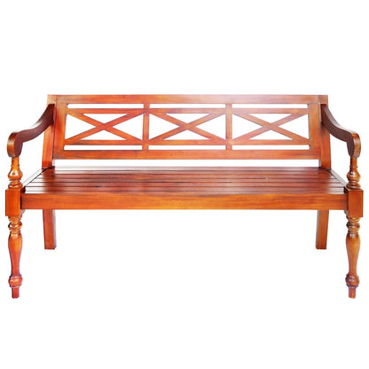 Solid Mahogany Batavia Bench 123cm - Dark Brown Finish