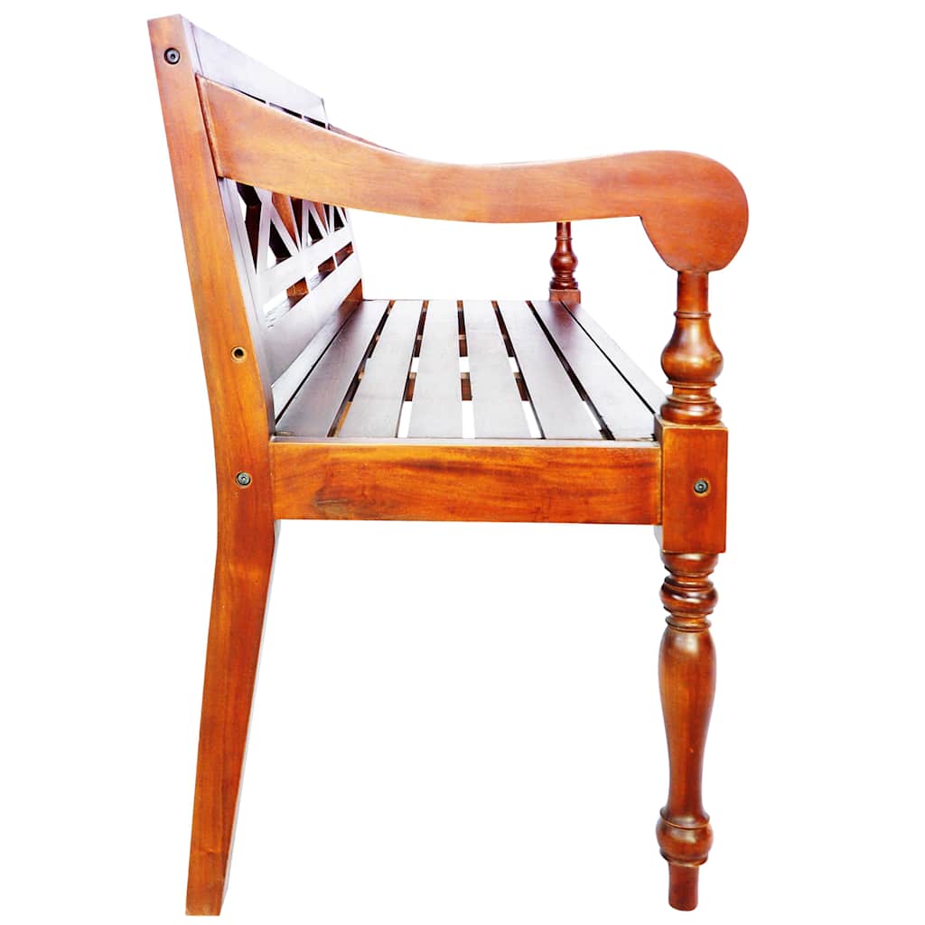 Solid Mahogany Batavia Bench 123cm - Dark Brown Finish