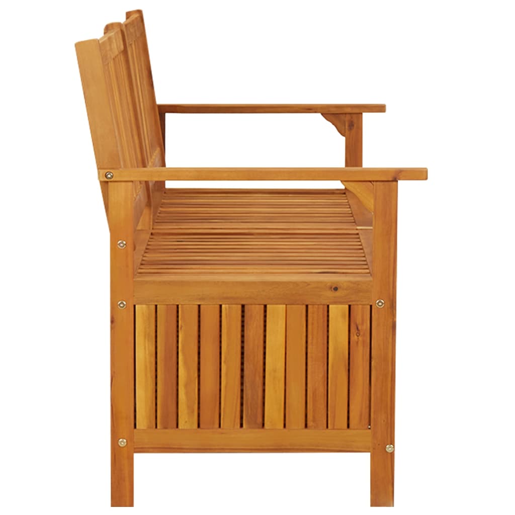 Solid Acacia Wood Storage Bench, 148 cm, Natural Finish