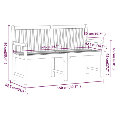 Solid Acacia Wood Garden Bench, 150 cm - Elegant Outdoor Seating