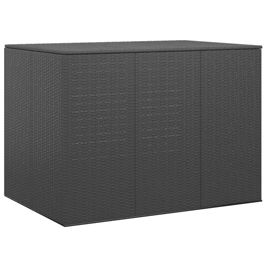 Large Black PE Rattan Garden Cushion Box 145x100x103 cm