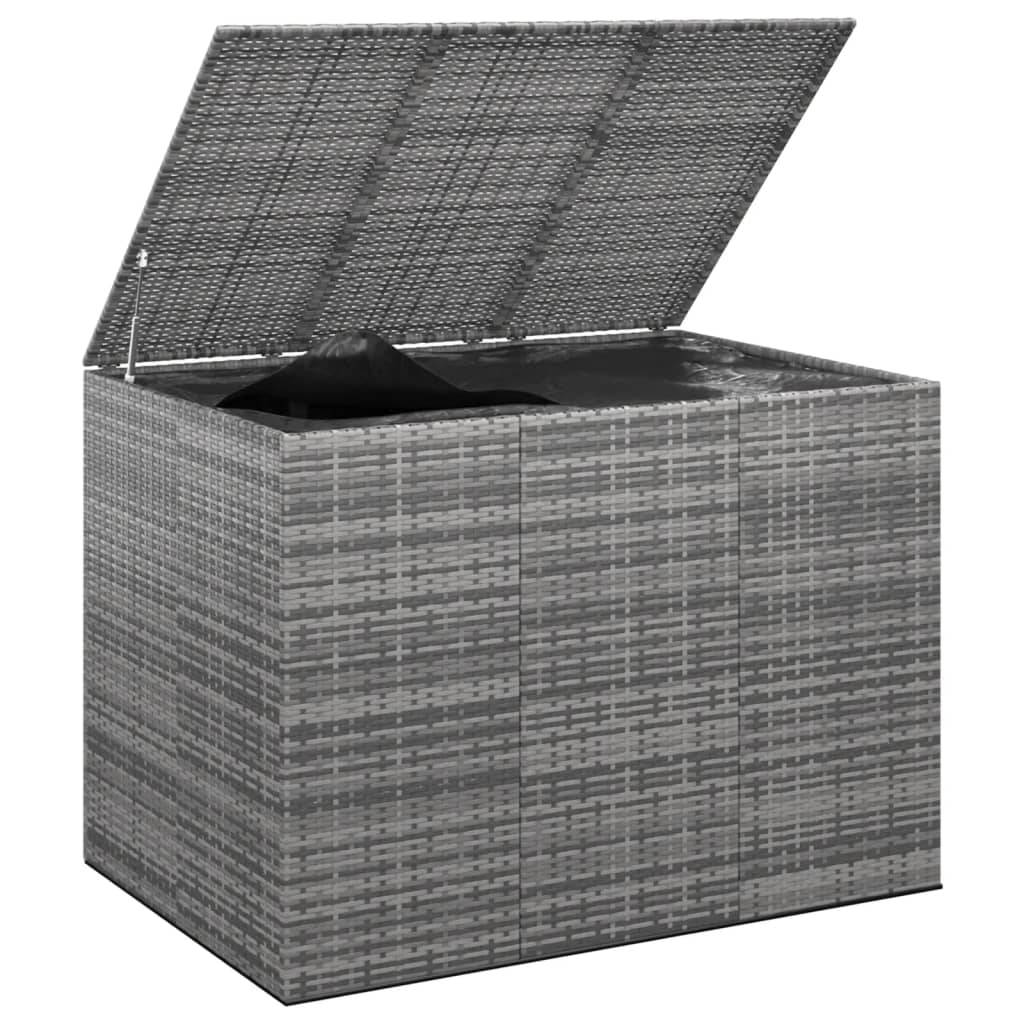 Grey PE Rattan Garden Cushion Box, 145x100x103 cm - Stylish Storage