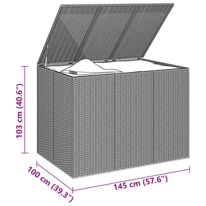 Grey PE Rattan Garden Cushion Box, 145x100x103 cm - Stylish Storage