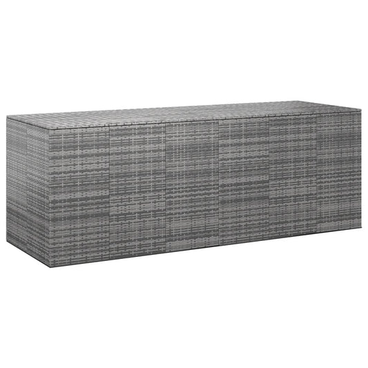 Grey PE Rattan Garden Cushion Box - 291x100.5x104 cm