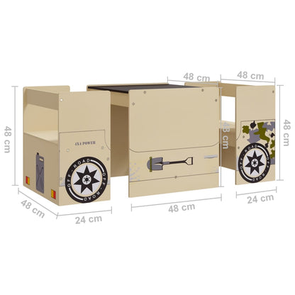 Kids Off-Road Car Table & Chair Set - Durable MDF, 3 Piece