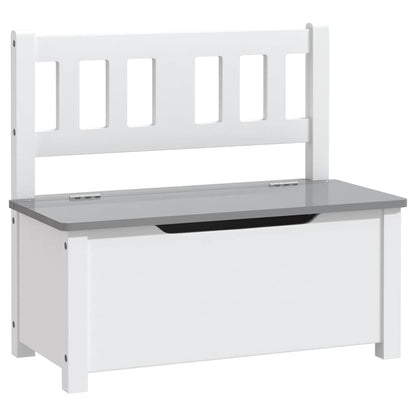 Kids' Storage Bench - White/Grey MDF, 60x30x55 cm