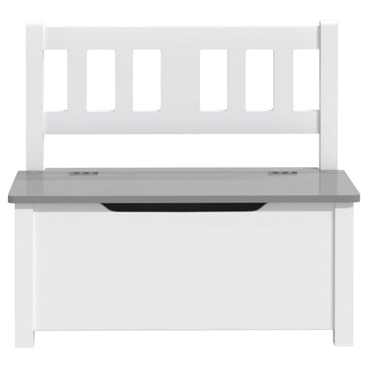 Kids' Storage Bench - White/Grey MDF, 60x30x55 cm