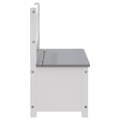 Kids' Storage Bench - White/Grey MDF, 60x30x55 cm