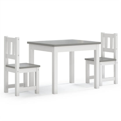 White & Grey 3-Piece Kid's Table & Chair Set - Durable MDF