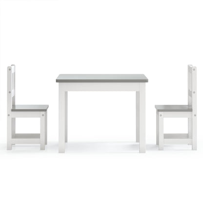 White & Grey 3-Piece Kid's Table & Chair Set - Durable MDF