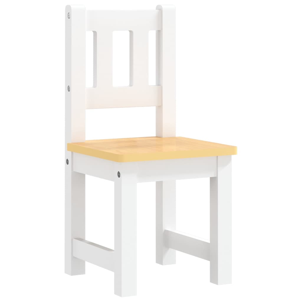Kids 3-Piece Table & Chair Set - White & Beige MDF