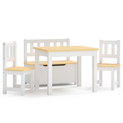 4-Piece Kids Table & Chair Set - White/Beige MDF Furniture