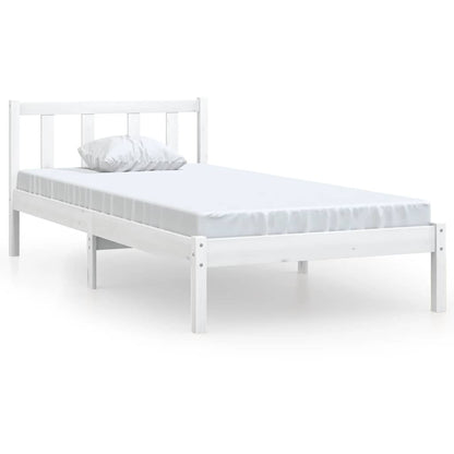 White Solid Wood Bed Frame - Small Single, No Mattress Included