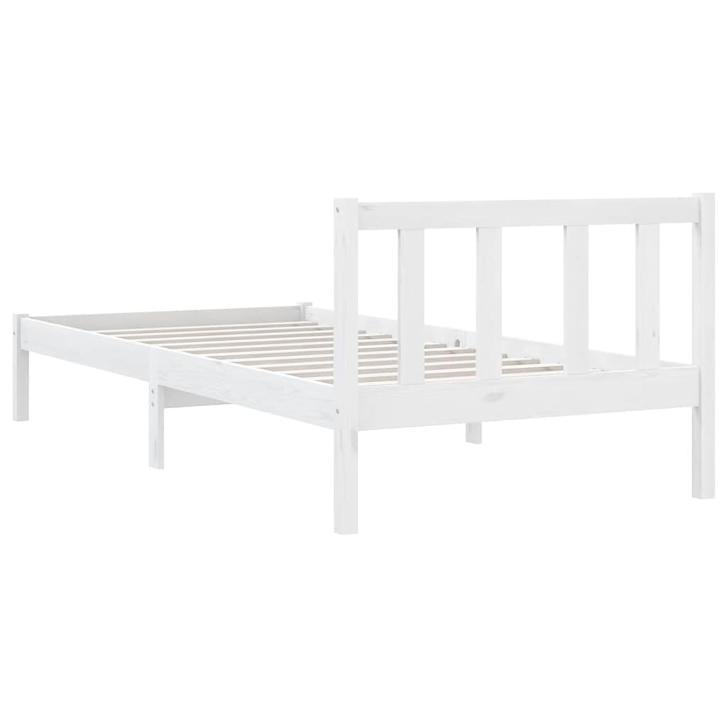 White Solid Wood Bed Frame - Small Single, No Mattress Included
