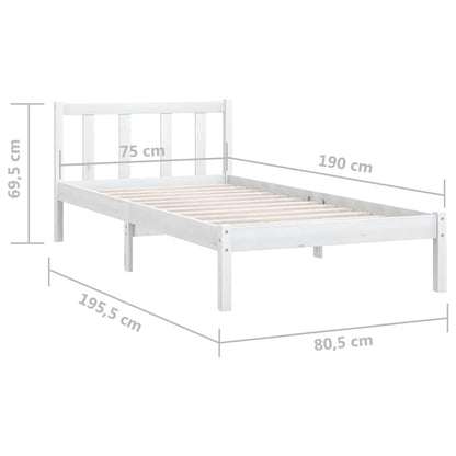 White Solid Wood Bed Frame - Small Single, No Mattress Included