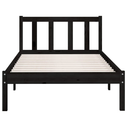 Bed Frame without Mattress Black Solid Wood Small Single