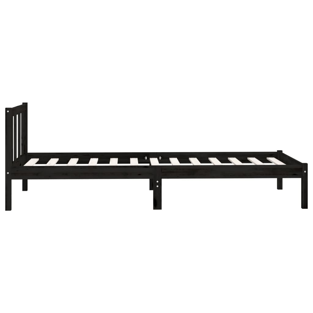 Bed Frame without Mattress Black Solid Wood Small Single