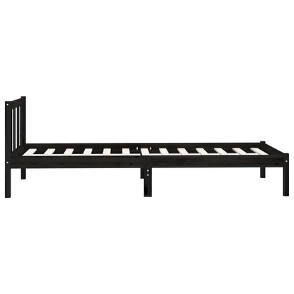 Bed Frame without Mattress Black Solid Wood Small Single