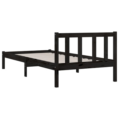 Bed Frame without Mattress Black Solid Wood Small Single