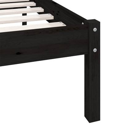 Bed Frame without Mattress Black Solid Wood Small Single
