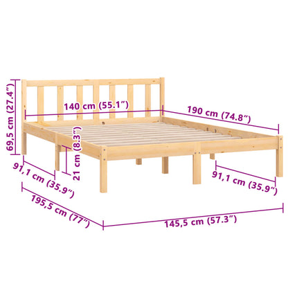 Solid Wood Bed Frame 140x190 cm - vidaXL Model 810062