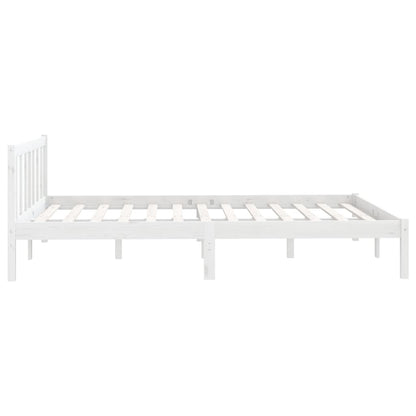 White Solid Wood Bed Frame 140x190 cm - vidaXL 810063 (No Mattress)