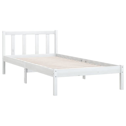 White Solid Wood Bed Frame 90x200 cm - vidaXL 810068