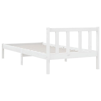 White Solid Wood Bed Frame 90x200 cm - vidaXL 810068