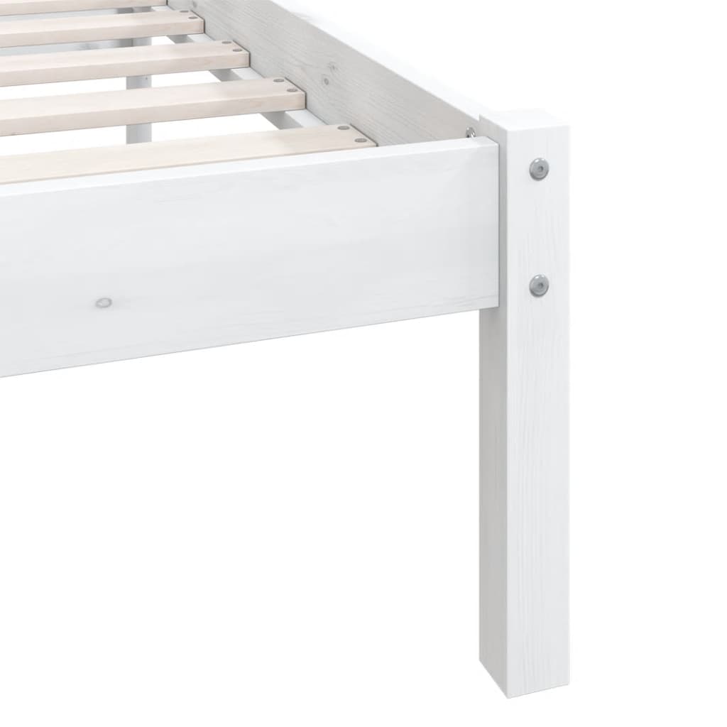 White Solid Wood Bed Frame 90x200 cm - vidaXL 810068