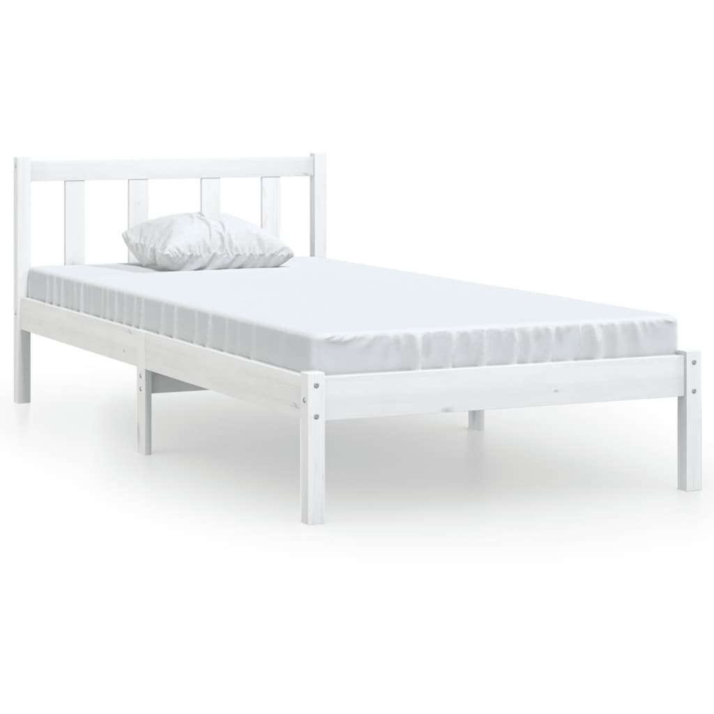 White Solid Wood Bed Frame 100x200 cm - vidaXL 810073