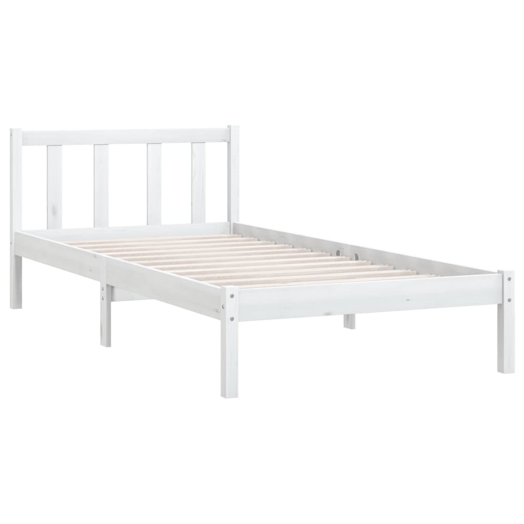 White Solid Wood Bed Frame 100x200 cm - vidaXL 810073