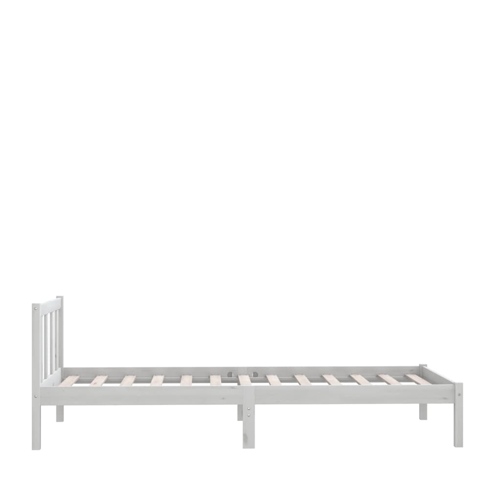 White Solid Wood Bed Frame 100x200 cm - vidaXL 810073
