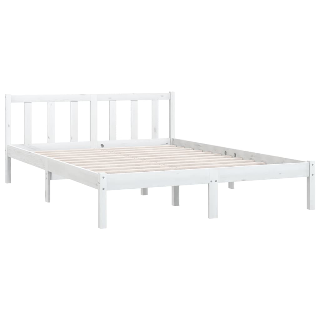 White Solid Wood Bed Frame 140x200 cm - vidaXL 810083 No Mattress
