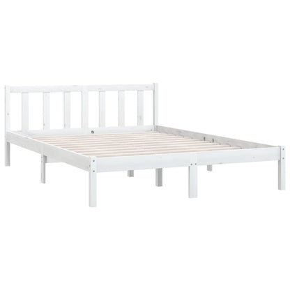 White Solid Wood Bed Frame 140x200 cm - vidaXL 810083 No Mattress