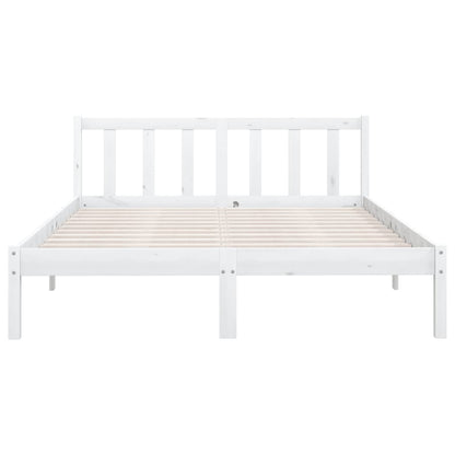 White Solid Wood Bed Frame 140x200 cm - vidaXL 810083 No Mattress