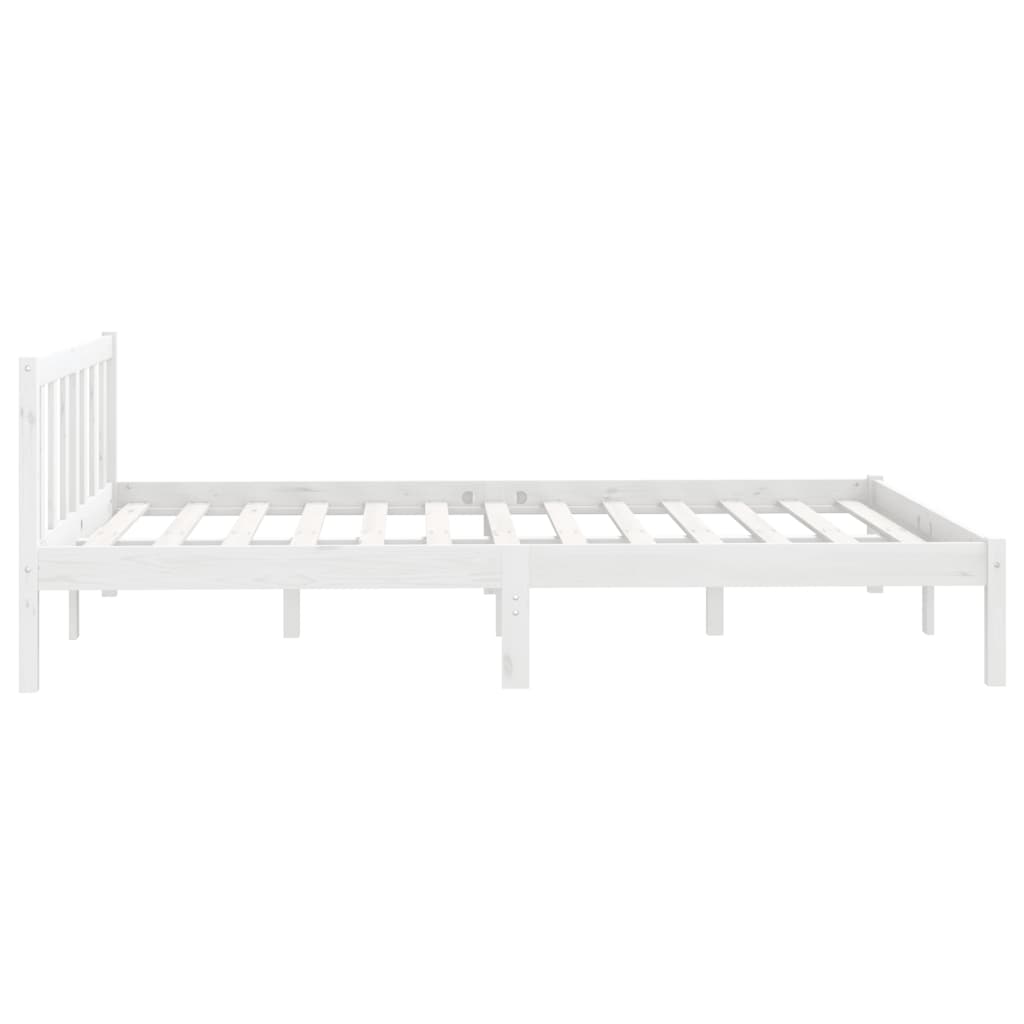 White Solid Wood Bed Frame 140x200 cm - vidaXL 810083 No Mattress