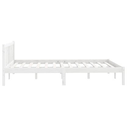 White Solid Wood Bed Frame 140x200 cm - vidaXL 810083 No Mattress