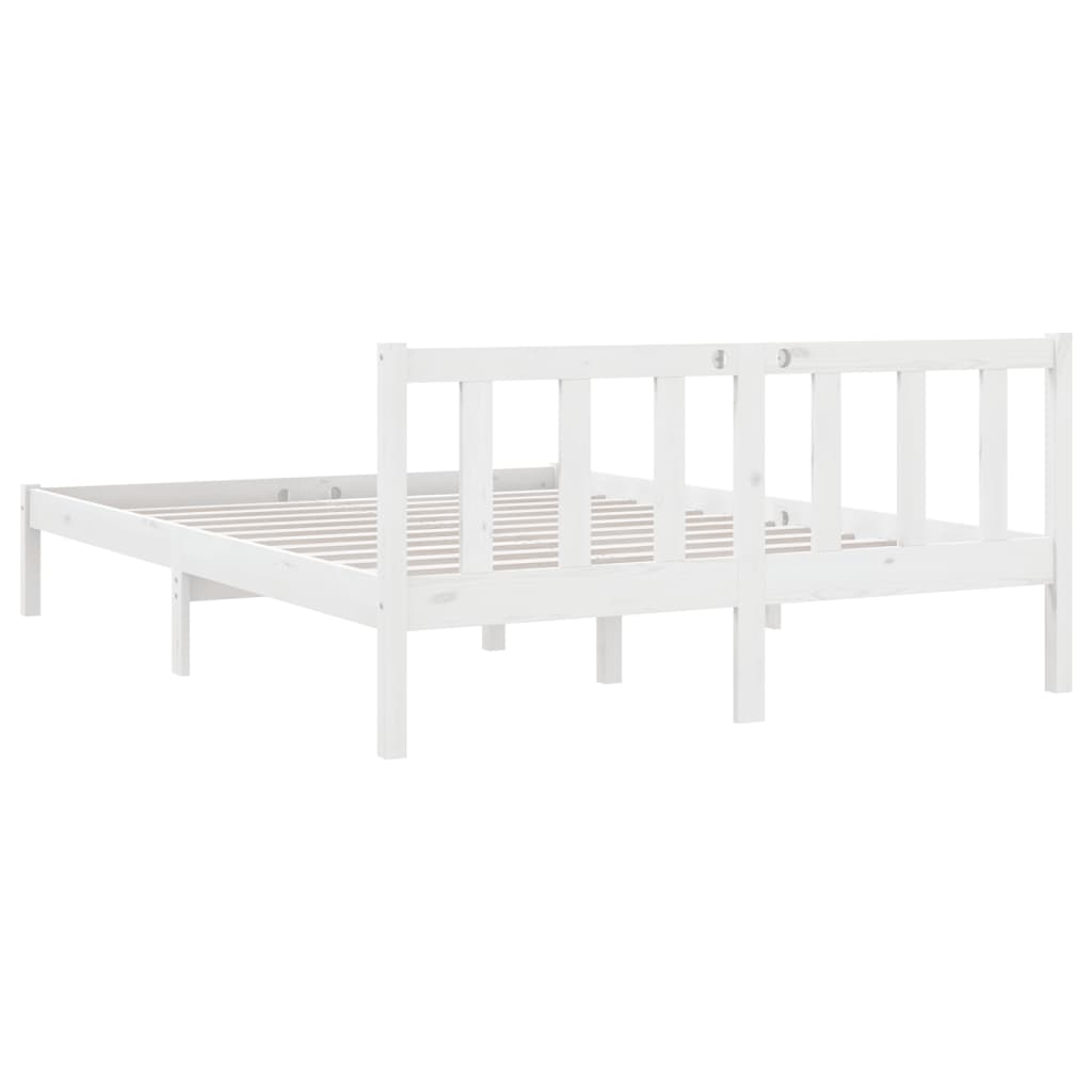 White Solid Wood Bed Frame 140x200 cm - vidaXL 810083 No Mattress