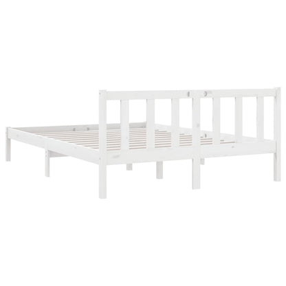 White Solid Wood Bed Frame 140x200 cm - vidaXL 810083 No Mattress