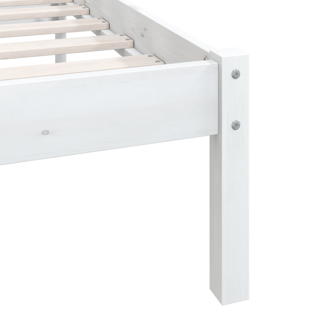 White Solid Wood Bed Frame 140x200 cm - vidaXL 810083 No Mattress