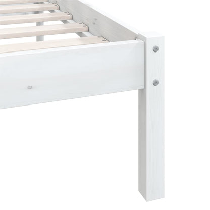 White Solid Wood Bed Frame 140x200 cm - vidaXL 810083 No Mattress