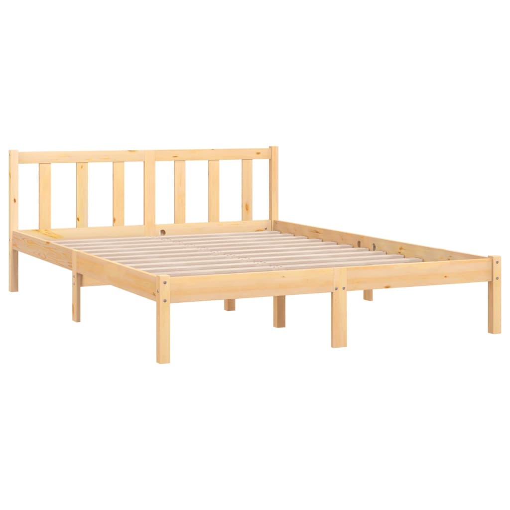King Size Solid Pine Wood Bed Frame - No Mattress Included