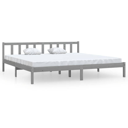 Solid Wood Grey Bed Frame 200x200 cm - vidaXL 810104