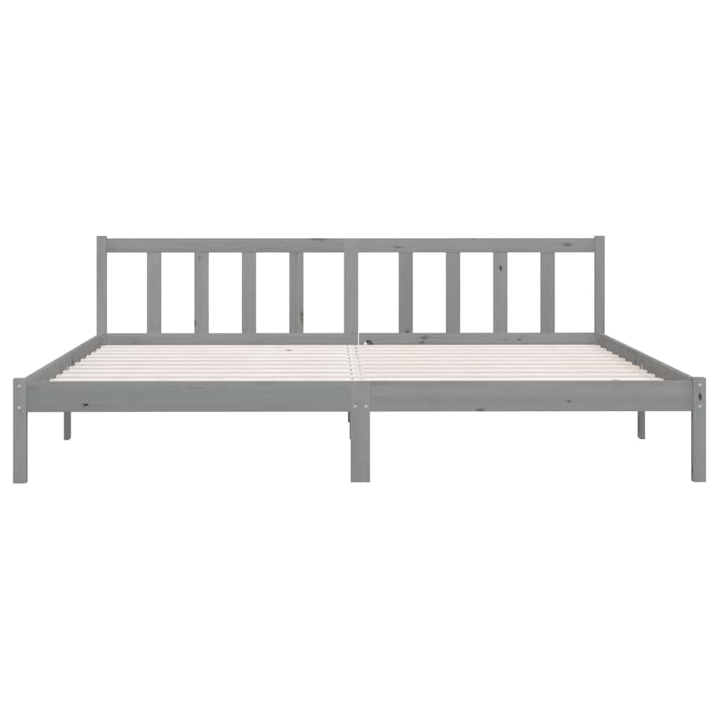 Solid Wood Grey Bed Frame 200x200 cm - vidaXL 810104